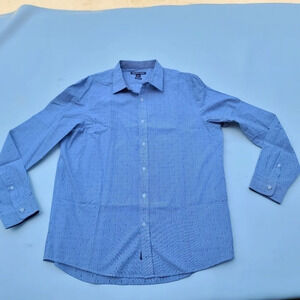 MICHAEL KORS Mens Classic Fit Long Sleeve Gray Striped Cotton Shirt XL